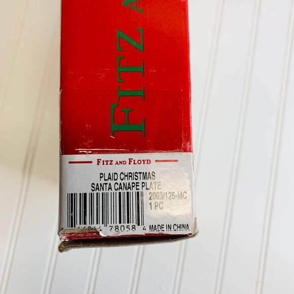 Fitz and Floyd Plaid Christmas Santa Canape Plate - Picture 4 of 7